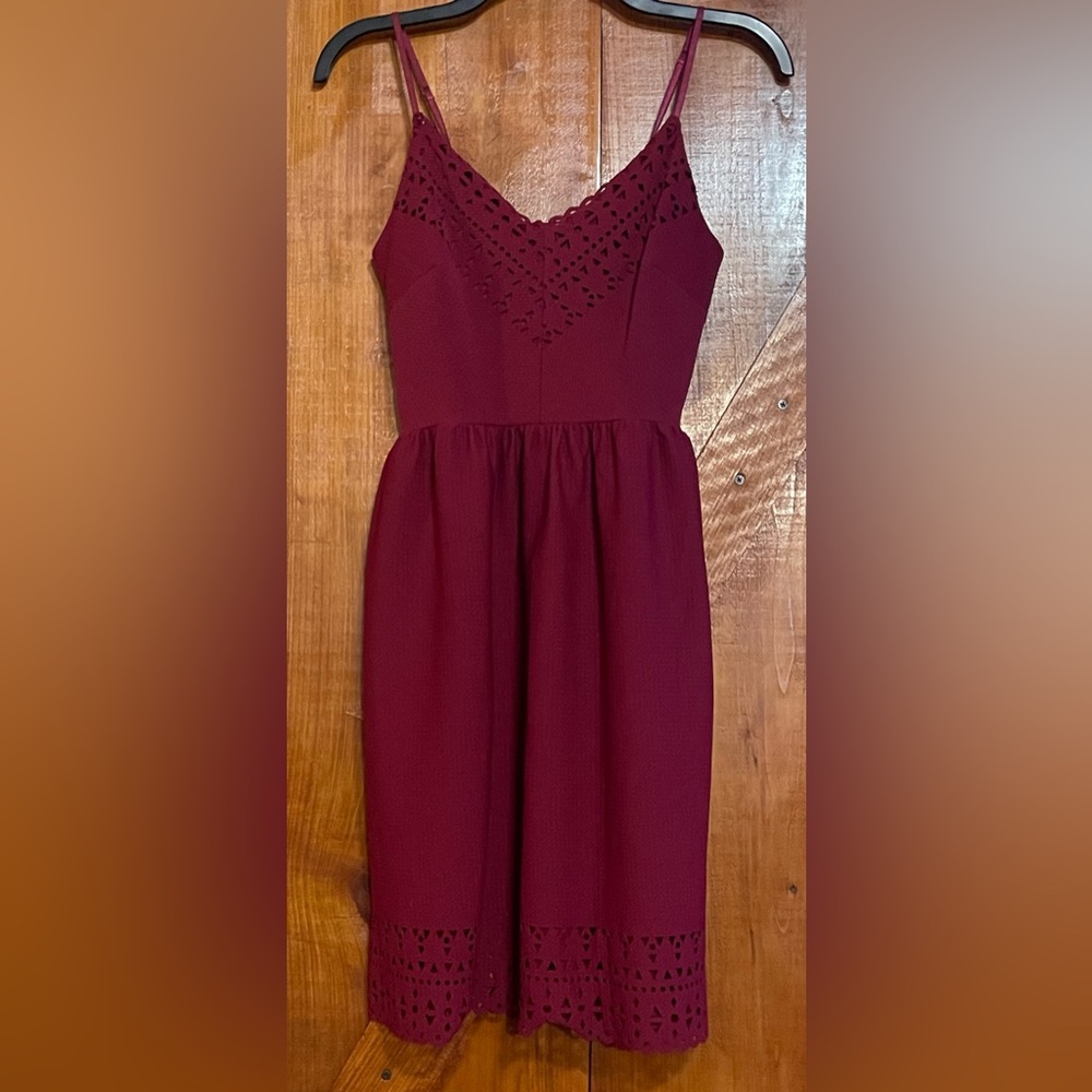 Three Pink Hearts Burgundy Dress Sz M